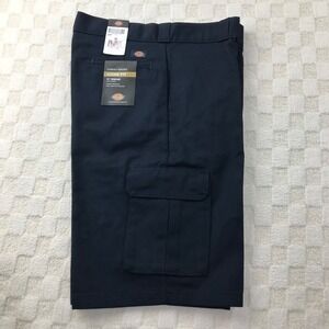 Dickies Shorts Mens 34 Navy Blue Cargo Pocket Loose Fit Baggy 13" Inseam NEW